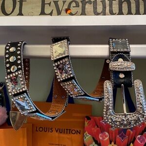 Blingy Belt Western Diamond Black